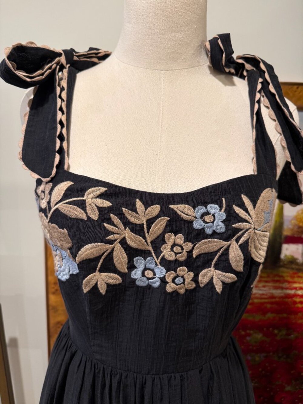 Embroidered Black Maxi Dress - Mable Brand - Picture 2 of 6